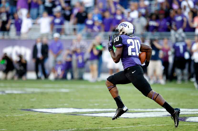 Deante Gray has impressed head coach Gary Patterson this spring. Pictured: Gray returns a...