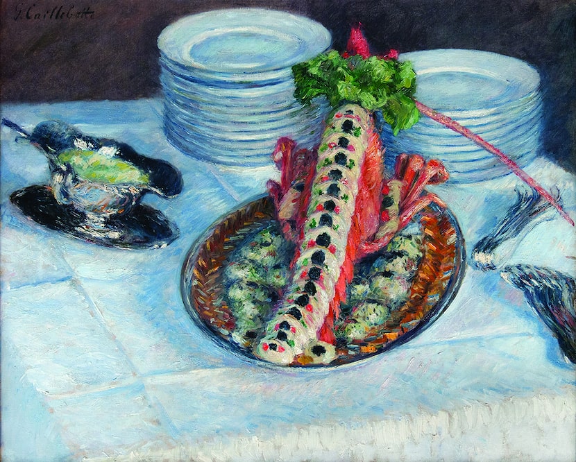 Langouste à la Parisienne , 1880-82, by Caillebotte   presents a lobster on a buffet table.