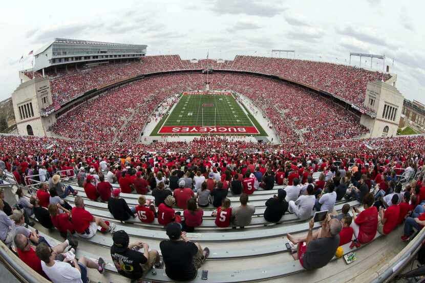 Nearly 100,000 fans attend the Ohio State Spring Game at Ohio Stadium in Columbus on...