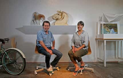 Dallas writer David Searcy and his wife, artist Nancy Rebal, in the couple's studio in...
