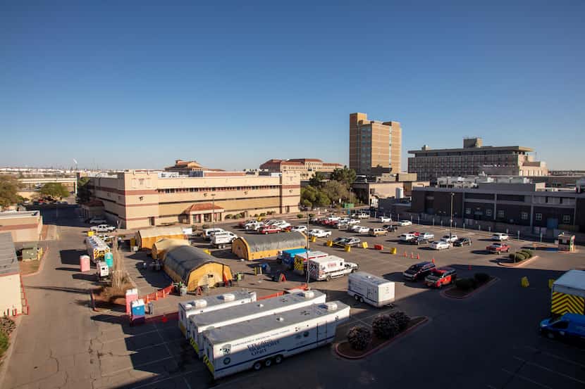 University Medical Center in El Paso has put up extra tents in the parking lot for...