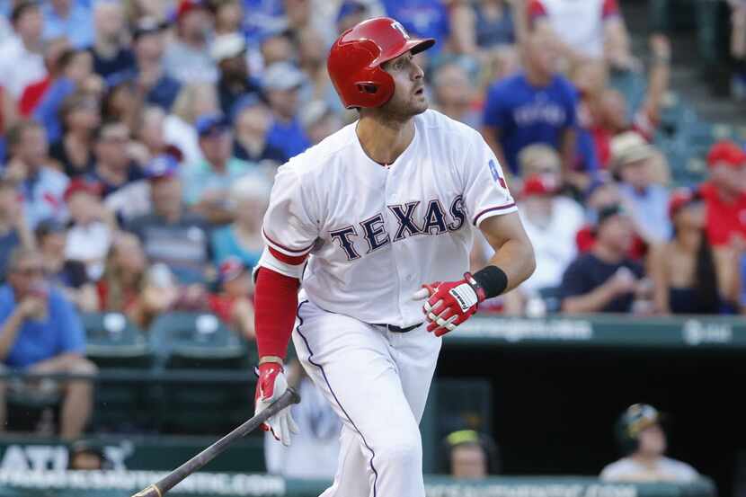 Texas Rangers third baseman Joey Gallo (13) is pictured during the Oakland Athletics vs. the...
