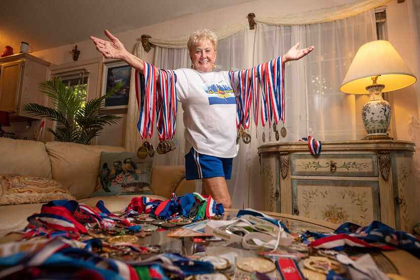 Kay Seamayer, 81, has the medals to prove her athletic skill. She’s in the lineup for a team...
