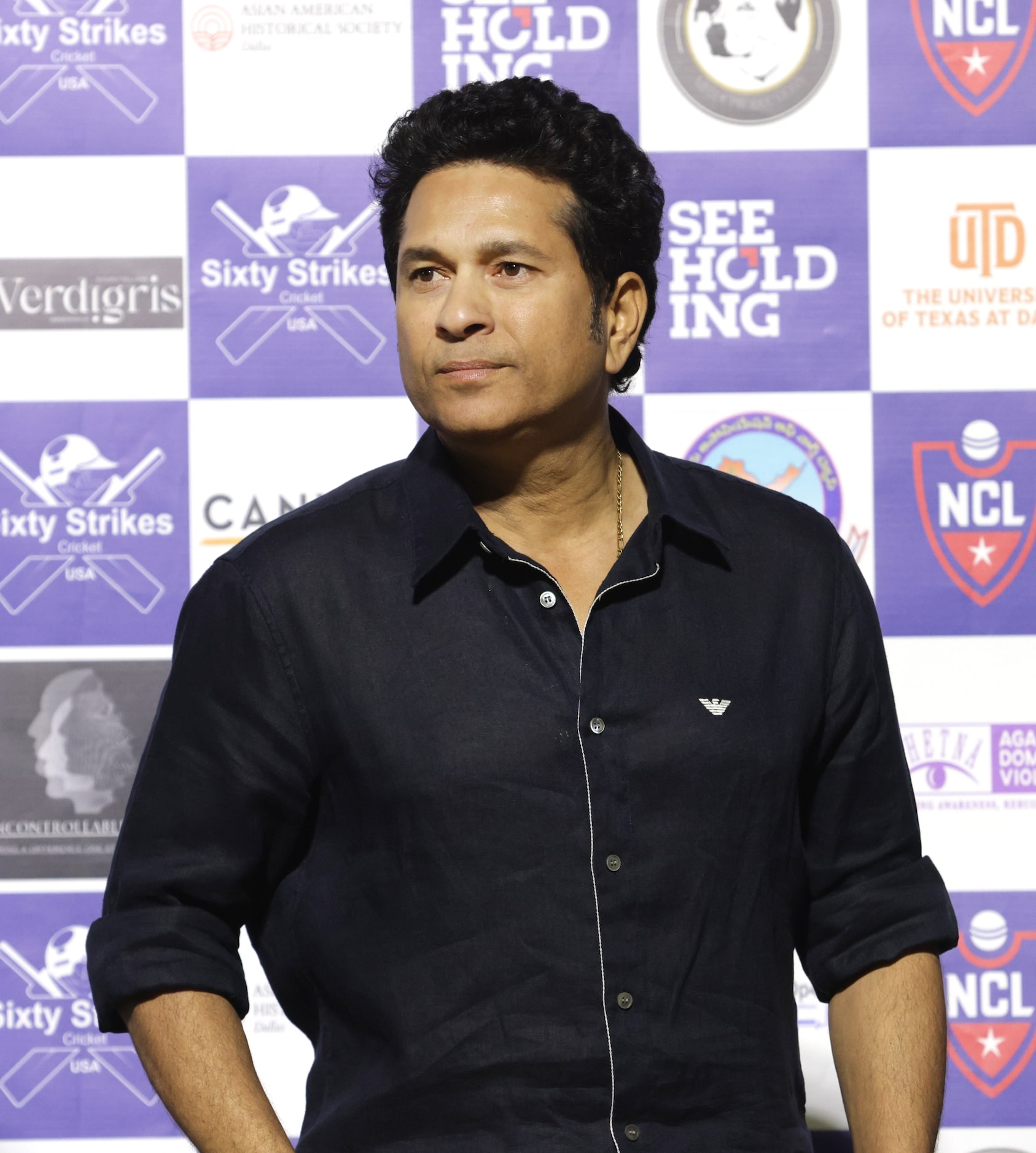 Sachin Tendulkar attends the trophy presentation after The Chicago Cricket Club wins the NCL...