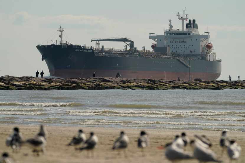 An oil tanker passed along a channel in Port Aransas, Texas, on March 2, 2022. The $1.8...