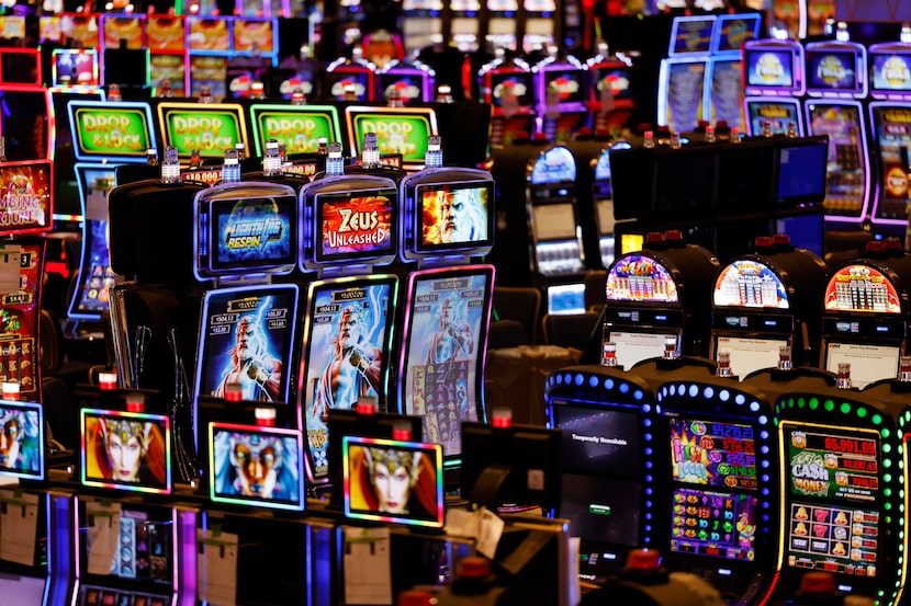 Some of the new 3,300 slot machines at Choctaw Casino and Resort's new 21-story Sky Tower...