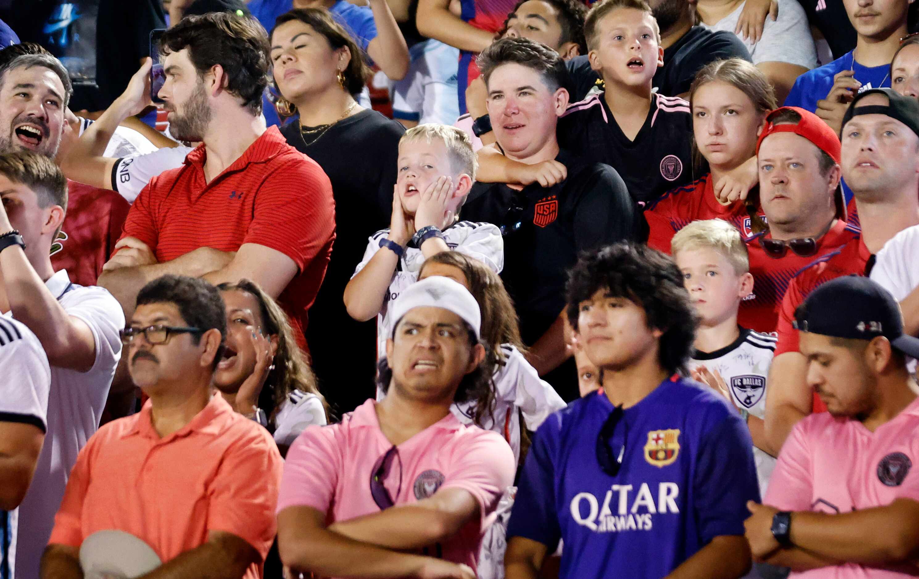 FC Dallas and Inter Miami fans wait in anticipation for another shot attempt during the...