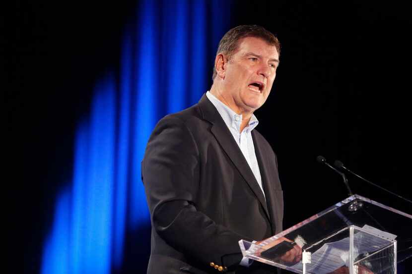 Dallas Mayor Mike Rawlings delivers his remarks during the opening session of The Dallas...