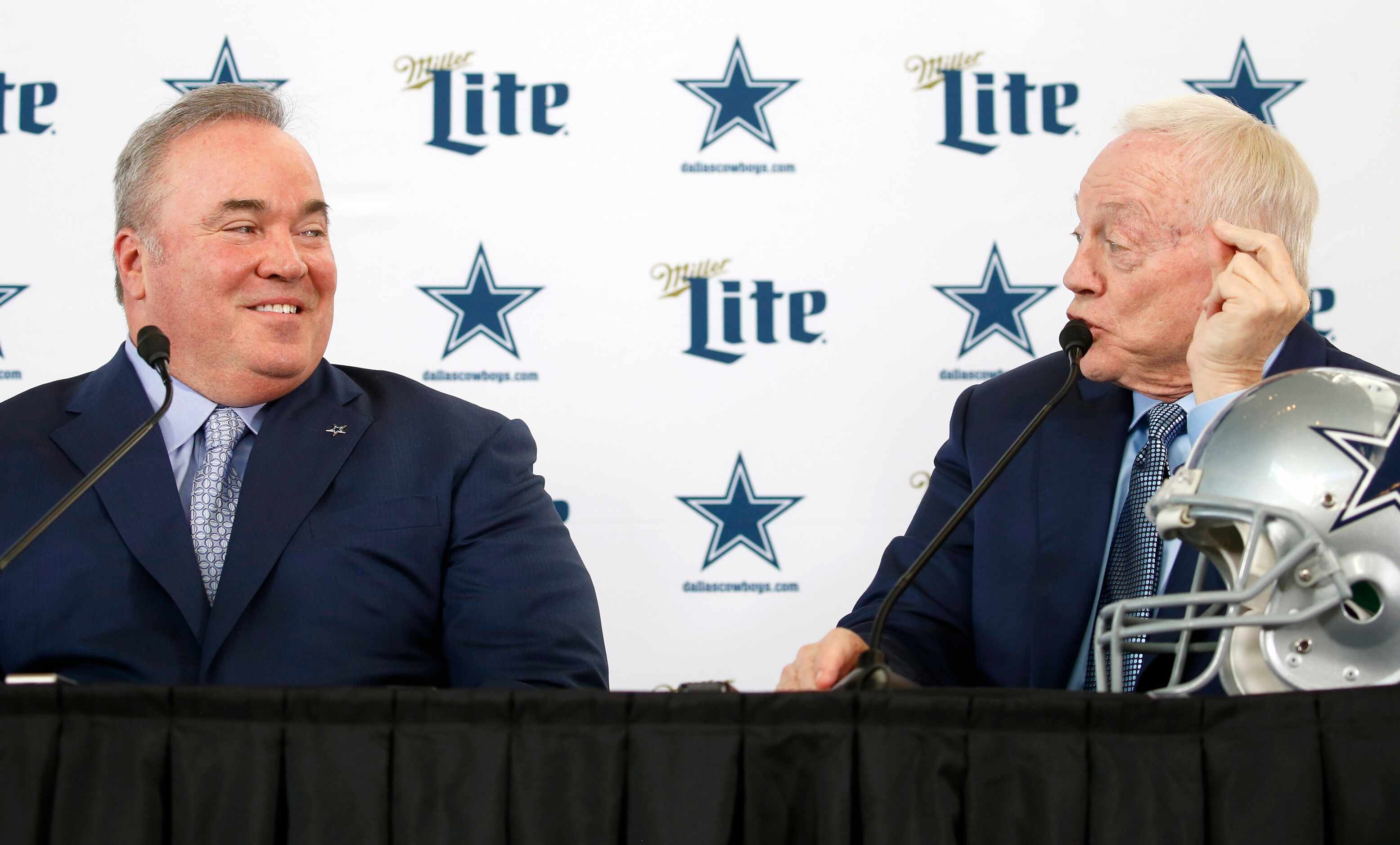 Dallas Cowboys new head coach Mike McCarthy and Dallas Cowboys owner and general manager...