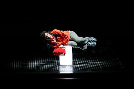 Adam Langdon (right), as Christopher Boone, performs during the 'The Curious Incident of the...
