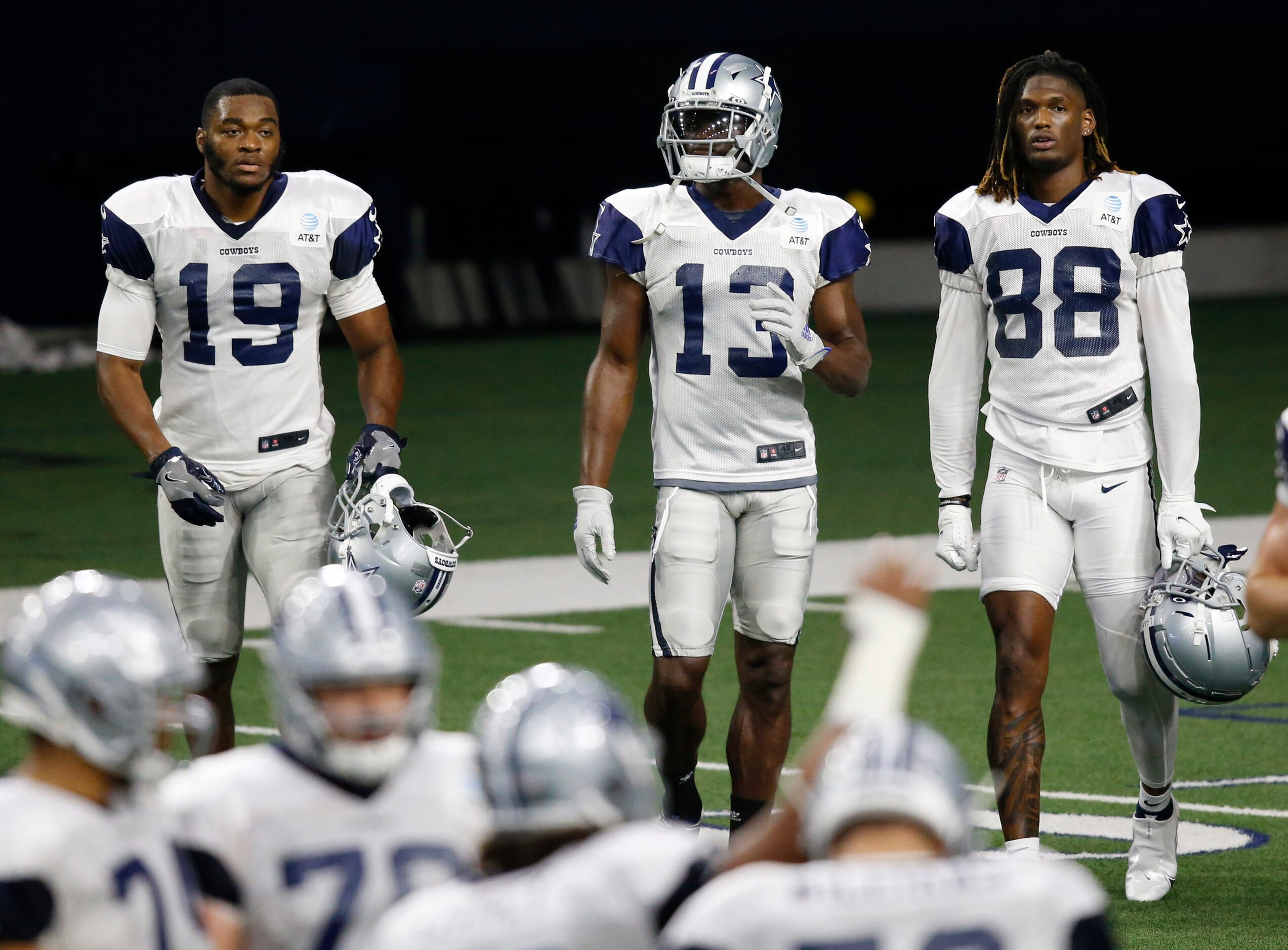 Dallas Cowboys wide receiver Amari Cooper (19), Dallas Cowboys wide receiver Michael Gallup...