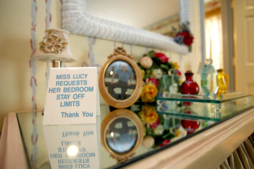 A sign in Lucy's bedroom in the Ewing mansion at Southfork Ranch on May 22, 2012.