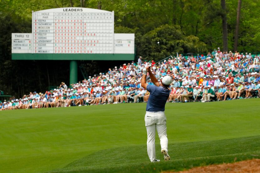 AUGUSTA, GEORGIA - APRIL 12: Francesco Molinari of Italy plays a shot on the 13th hole...