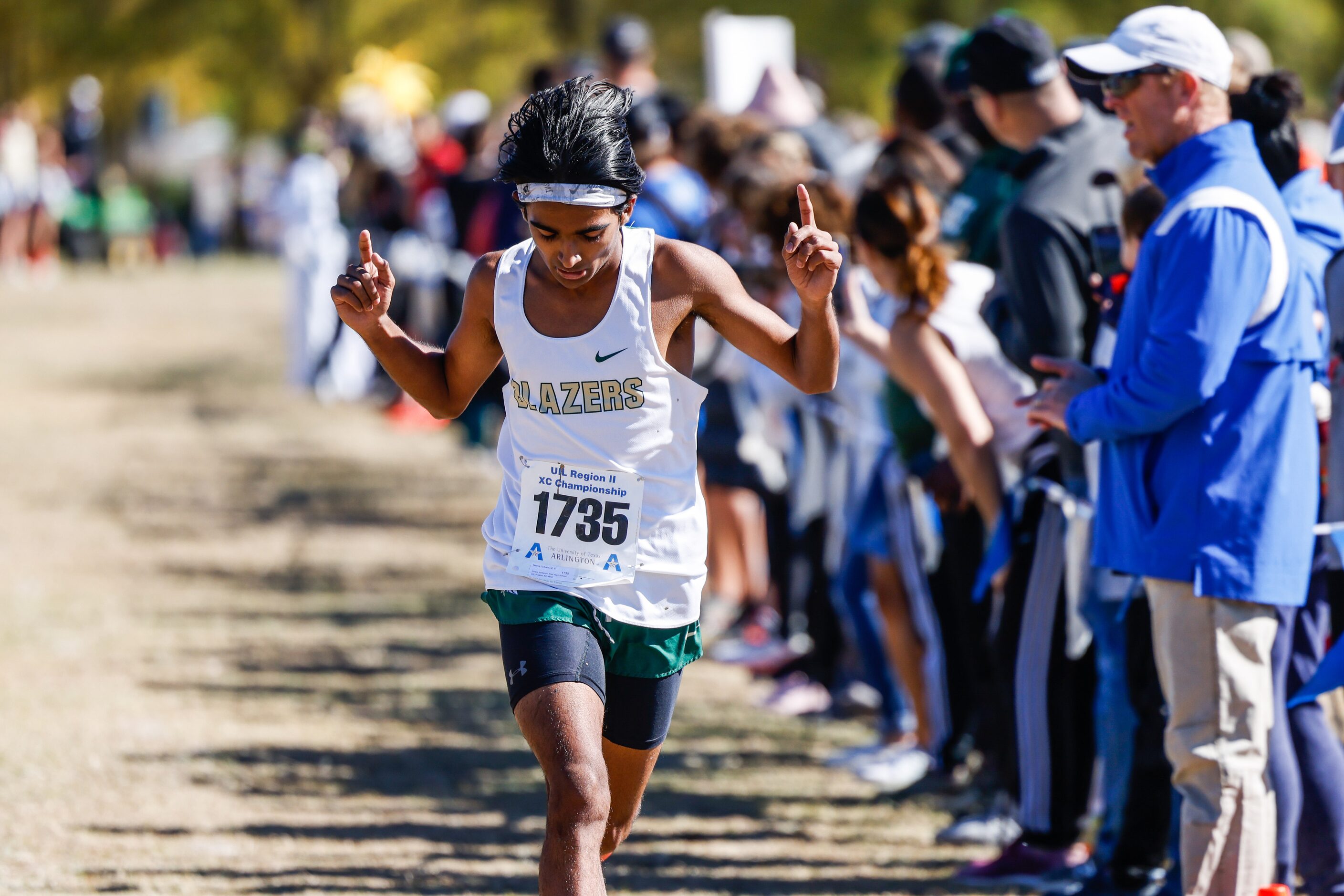 Neeraj Kulkarni (1735) from Frisco Lebanon Trail High School team approaches the finish line...