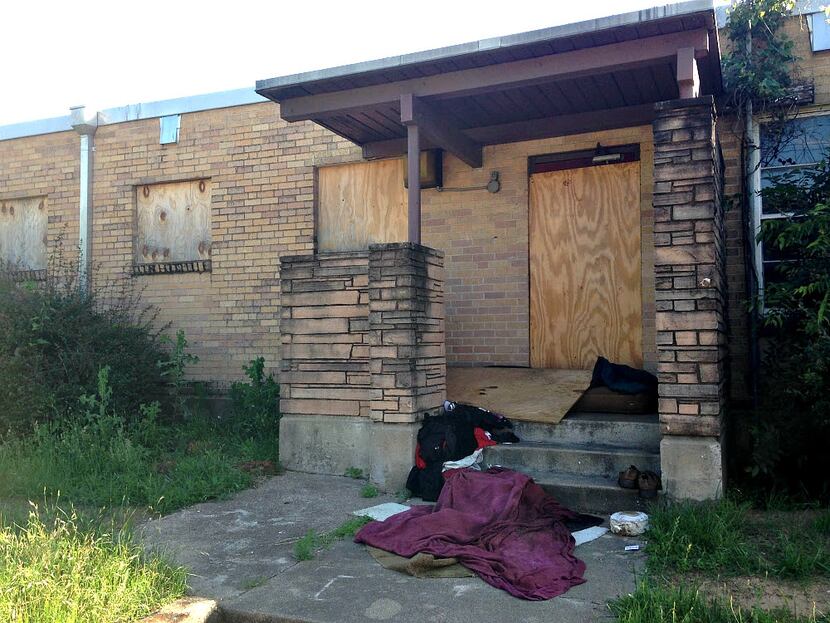 The former home of Station 44 in South Dallas is now a place where homeless people sleep....