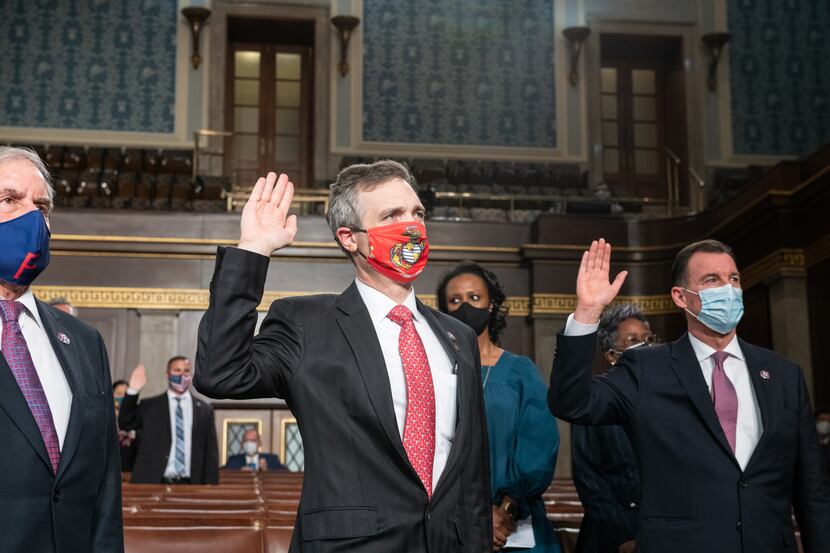 Rep. Van Taylor, R-Plano, is sworn in to the 117th Congress on Jan. 3.