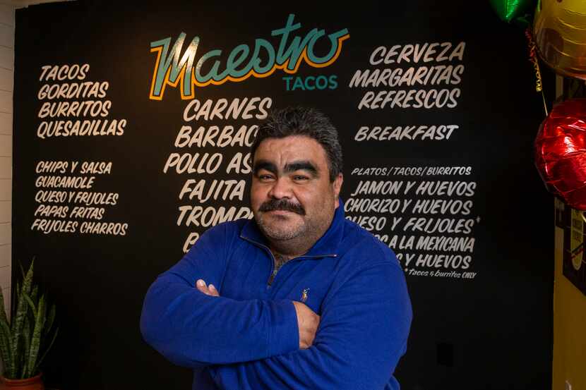 Chef Miguel Mendoza poses for a portrait at Maestro Tacos — a new tacos and tequila bar —...