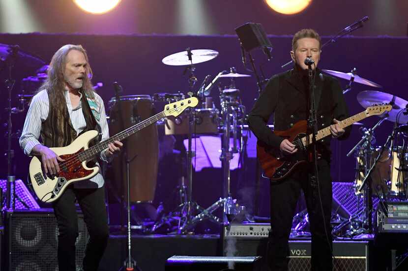 Timothy B. Schmit, left, and Don Henley of the Eagles perform at the MGM Grand Garden Arena...