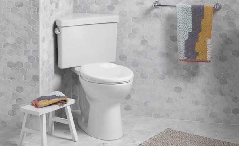 
The triangular tank of the Cadet Pro 1.6 GPF toilet from American Standard is designed for...