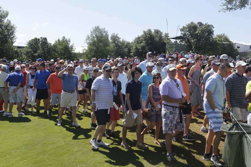 A large crowd followed Jordan Spieth during the final round of the AT&T Byron Nelson Golf...