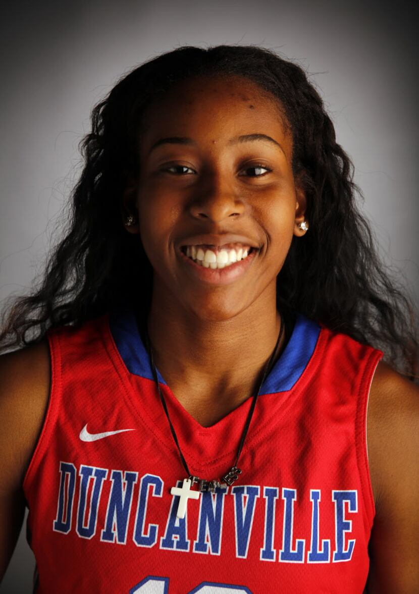 All-Area Girls Basketball Player of the Year,  Duncanville senior guard Ariel Atkins is...