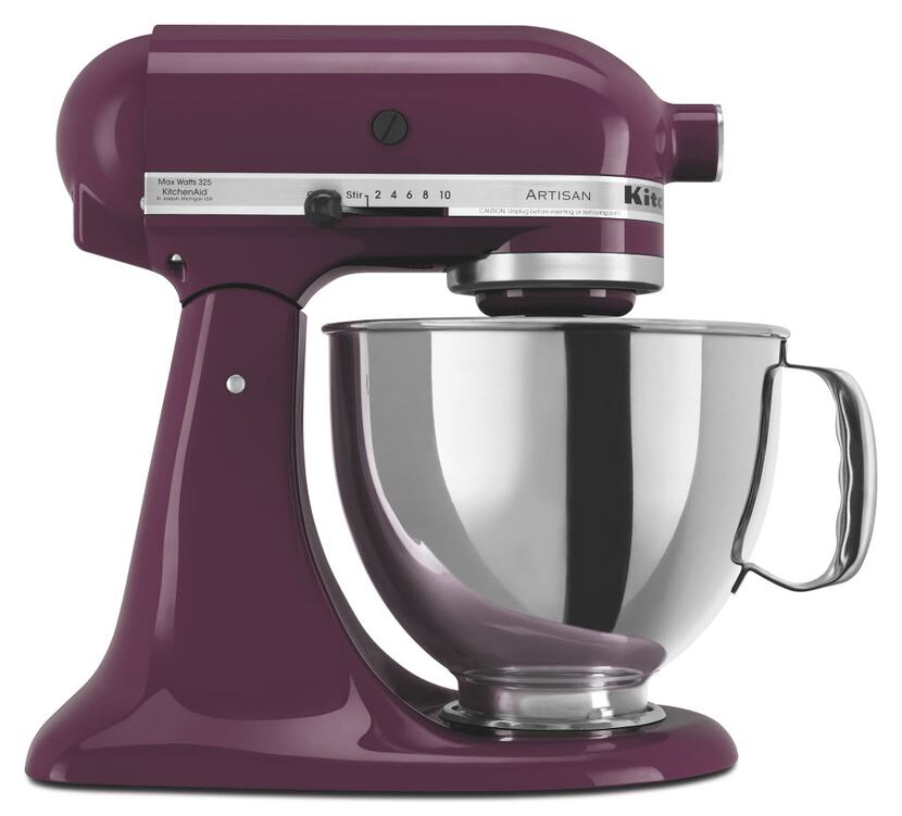  Caption: Mix it up: Add a pop of color to counters with KitchenAid's Artisan stand mixer.
