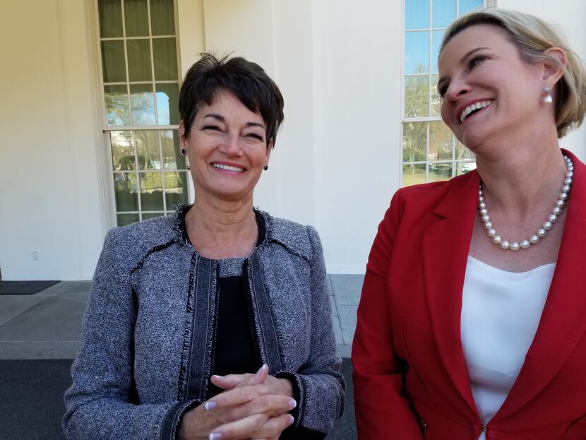 Texas state Sens. Donna Campbell, left, and Dawn Buckingham, both physicians and...