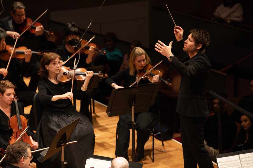 Guest conductor Krzysztof Urbański leads the Dallas Symphony Orchestra at the Meyerson...