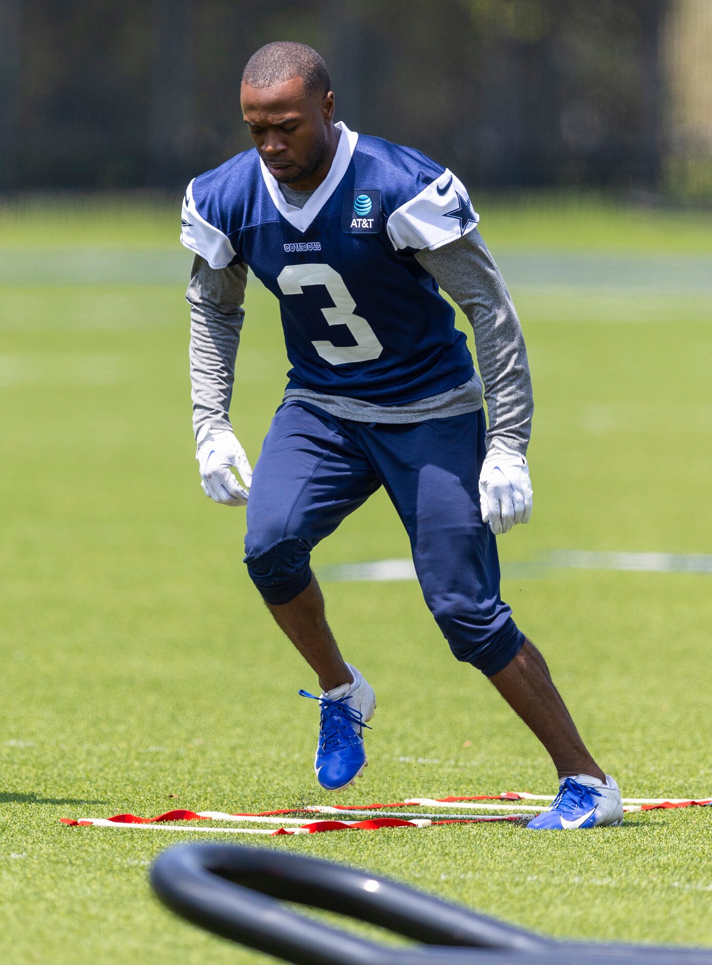 Dallas Cowboys cornerback Anthony Brown runs a drill during practice at The Star in Frisco,...