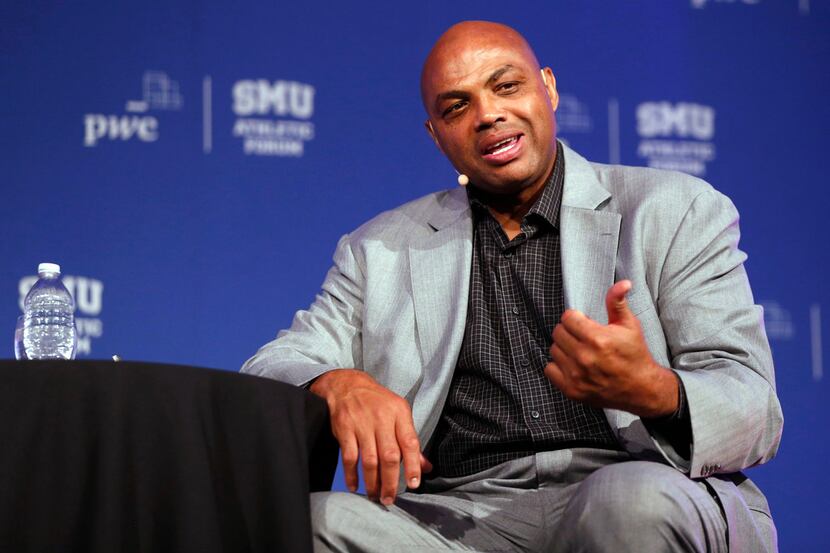 Former NBA player and TV analyst Charles Barkley answers questions as he speaks to the...