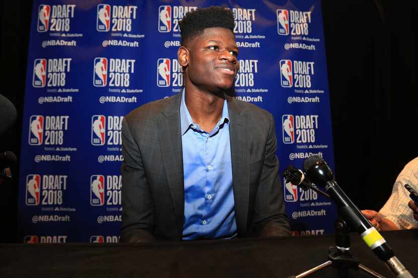 NEW YORK, NY - JUNE 20:  NBA Draft Prospect Mohamed Bamba speaks to the media before the...