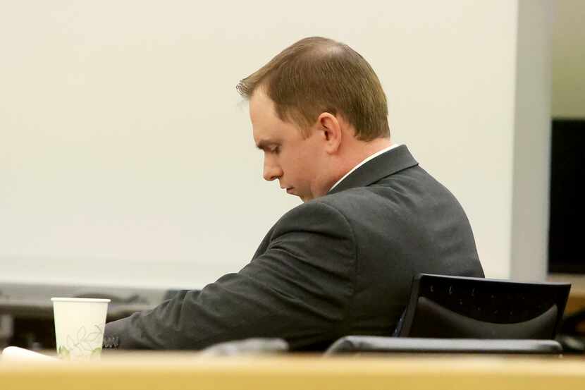 Aaron Dean sits by himself during a recess after he was found guilty of manslaughter in the...