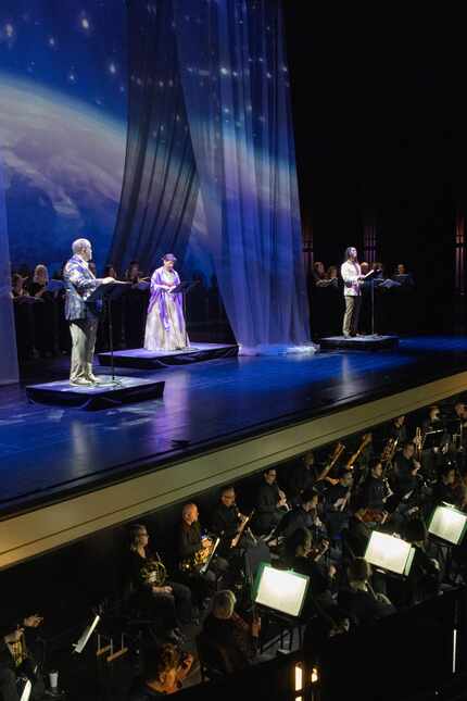 Tenor Thomas Cooley, soprano Jessica Rivera and baritone Nmon Ford performed in a dress...