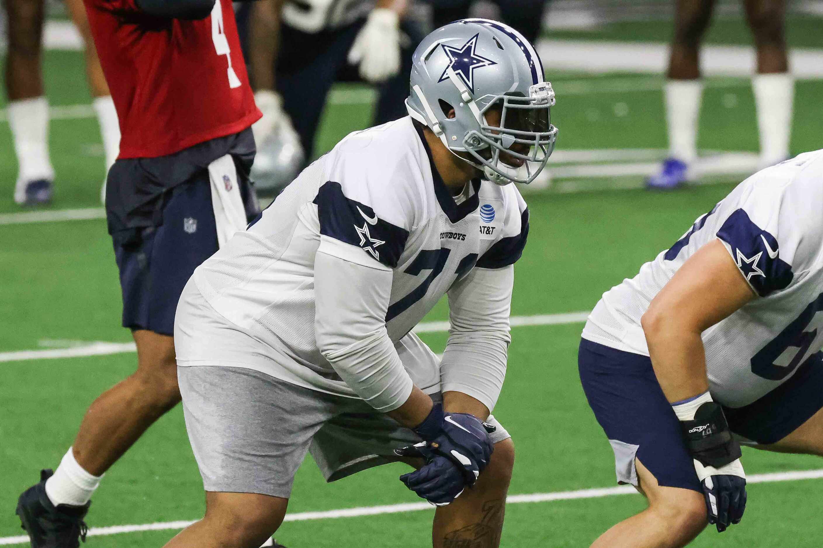 OT La'el Collins, 71, during the Cowboys' full-squad offseason workouts at The Star in...