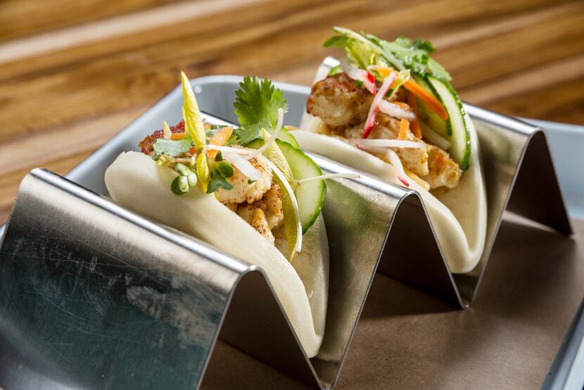 "Knuckle sandwiches" -- steam buns filled with king crab knuckle meat, celery, cucumber and...