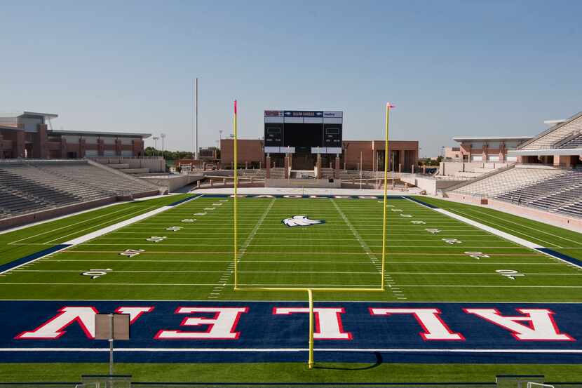 The view from the north end zone looking south at Eagle Stadium in Allen, on Aug. 3, 2012.