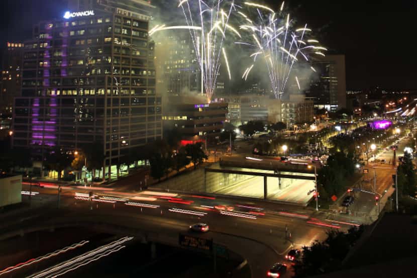 Fireworks concluded the first night of Klyde Warren Park's two-day opening celebration.