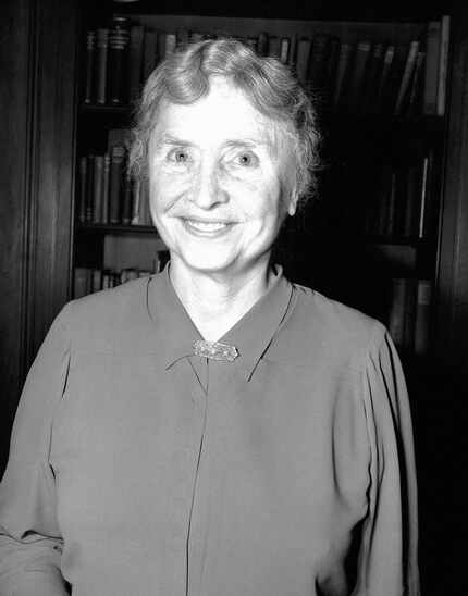 Helen Keller, deaf and blind student, lecturer and fund-raiser, poses in New York on Jan. 8,...