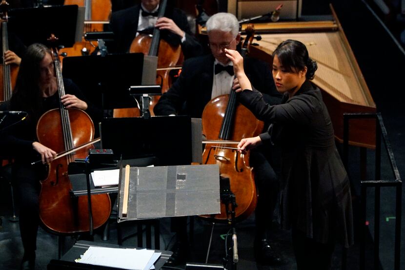 Chi-Chen Madeleine Tsai conducts the Dallas Opera Orchestra during the Hart Institute for...