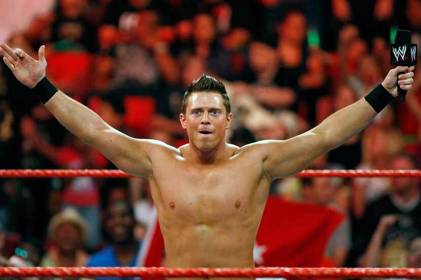 WWE's The Miz celebrates a win during the WWE Monday Night Raw show at the Thomas & Mack...