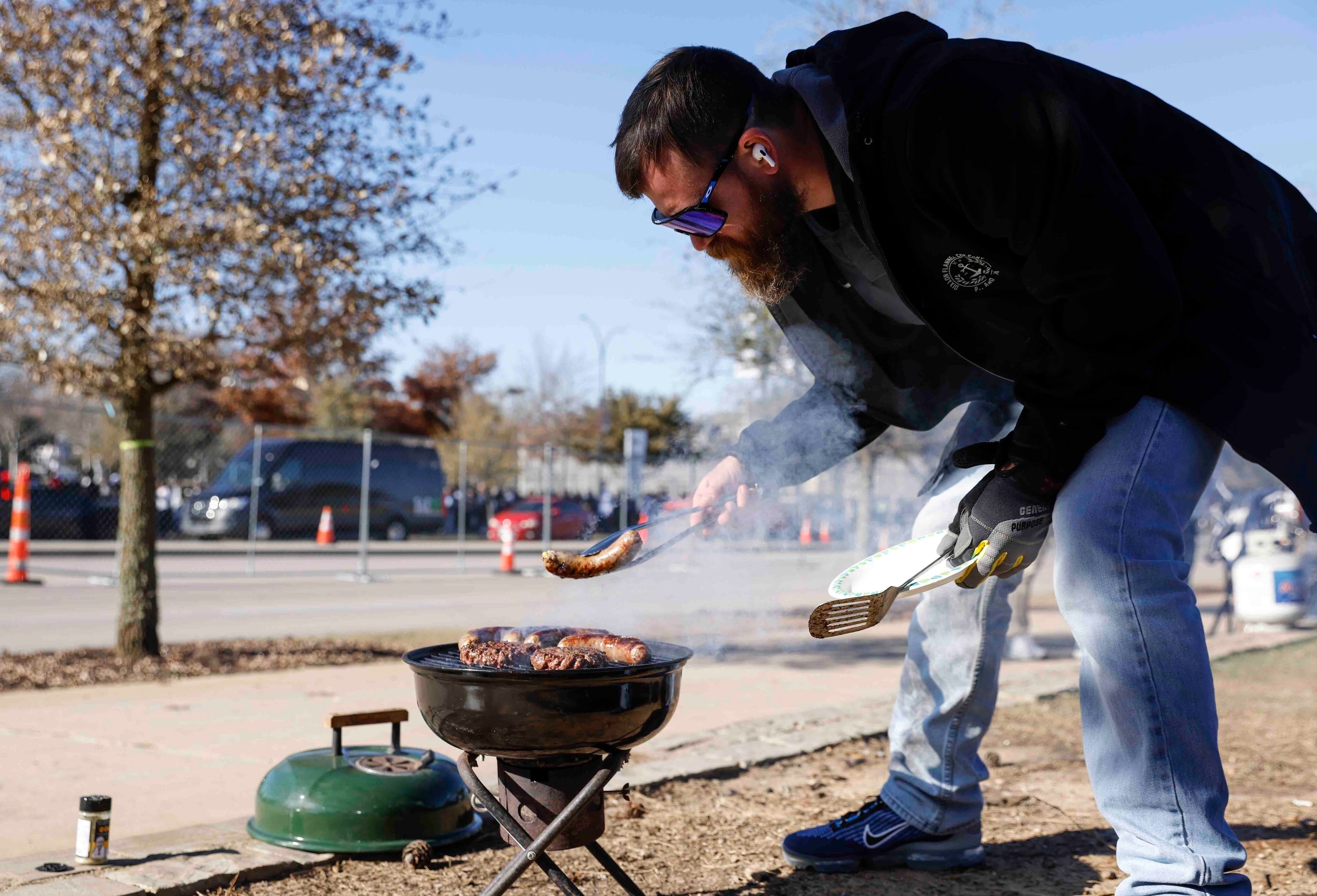 J.T. Dale of Dallas barbecues ahead of a NFL game between Dallas Cowboys and Philadelphia...