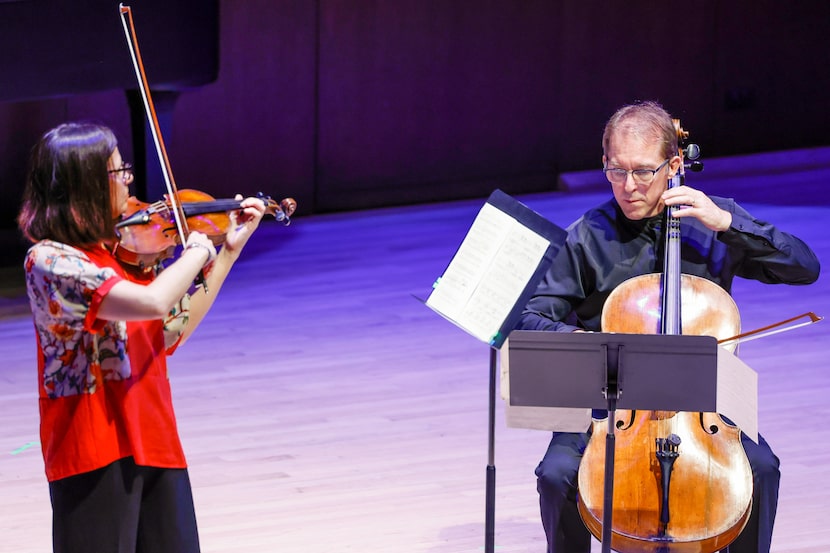 Violinist Maria Schleuning and cellist Jolyon Pegis perform Duo for Violin and Cello, Op. 7,...