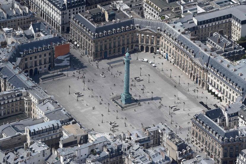 In Paris, the Place Vendome and its Napoleon Bonaparte column.