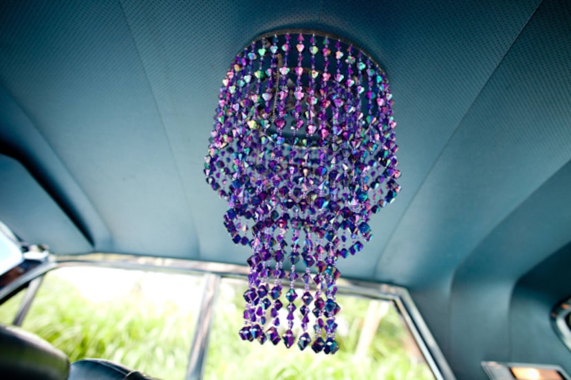 Badu's purple crystal chandelier was inspired by a friend.