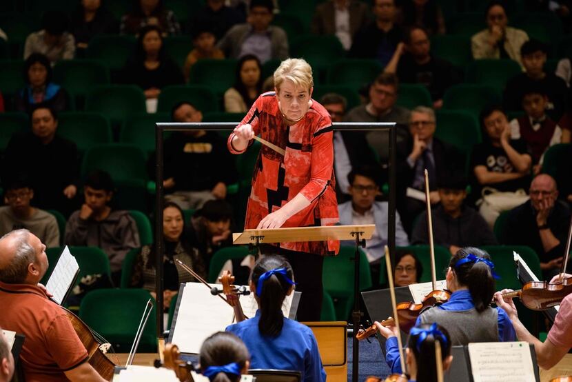 Conductor Marin Alsop leads a rehearsal of the Sao Paulo Symphony Orchestra, the Diocesan...