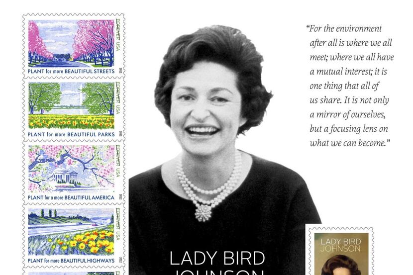 This undated image provided by U.S. Postal Service shows the Lady Bird Johnson souvenir...