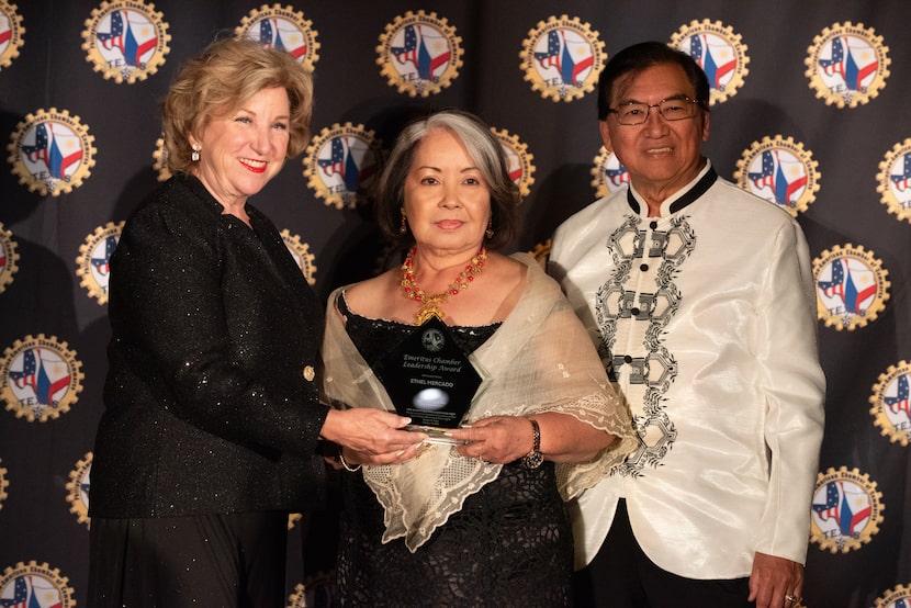 State Secretary Jane Nelson, left, poses for photos with Ethel Mercado, this year’s Emeritus...