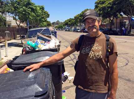 Ron Shatto, 51, talks about a spate of attacks on homeless people after rummaging through...