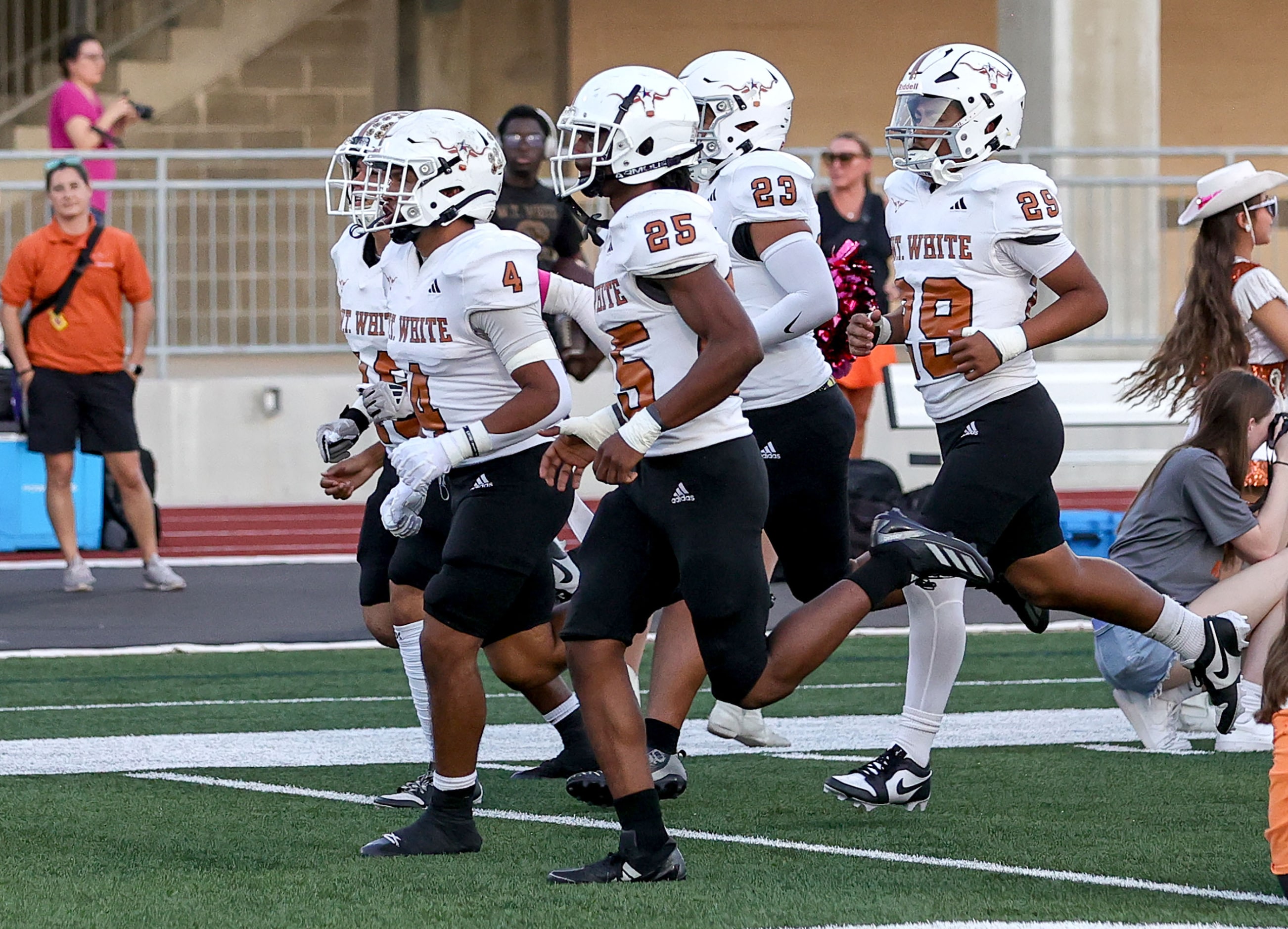 The W.T. White Longhorns enter the field to face Creekview in a District 6-5A Division I...