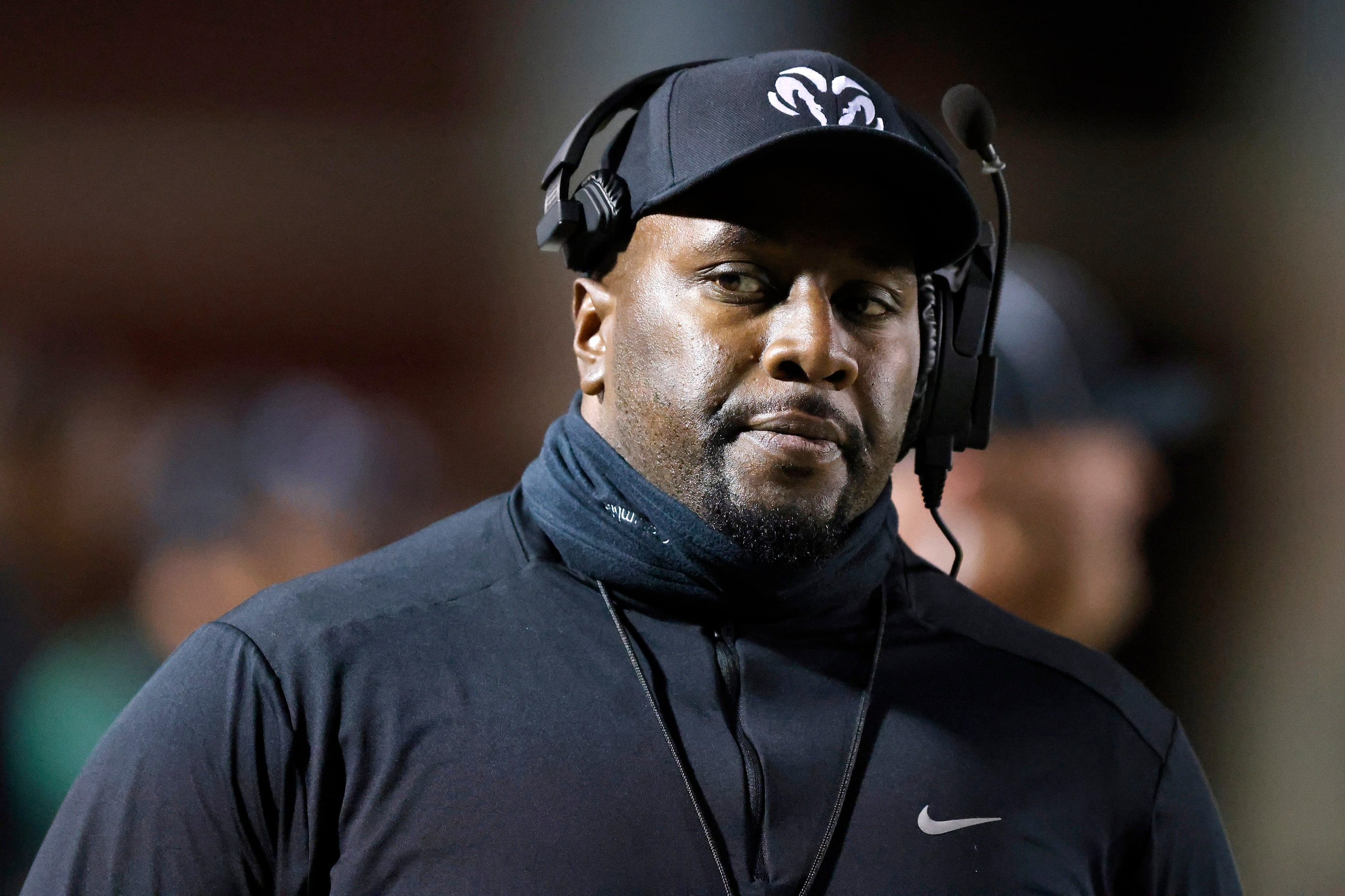 Richardson Berkner head football coach Trey Bryant is pictured on the sideline during their...